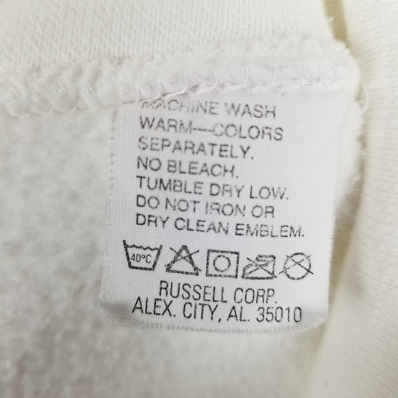 Vintage Russell Pro Cotton USA Crew Neck Sweatshirt Pull Over Adult Large Stains - Picture 6 of 9